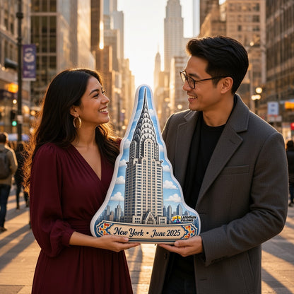 Chrysler Building Pillow — travel couple