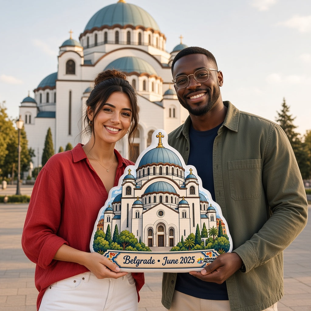 Church of Saint Sava Pillow — travel couple in Belgrade