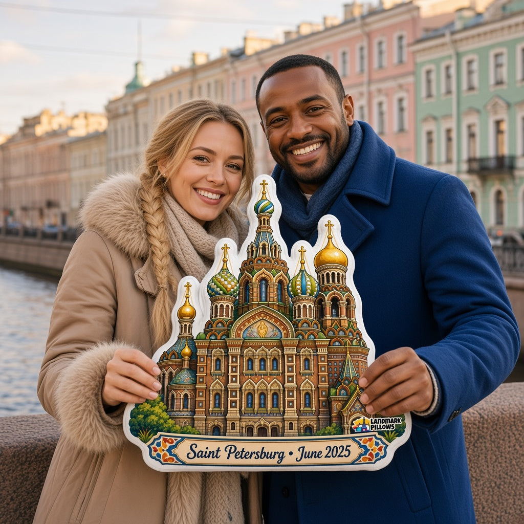 Church of the Savior on Spilled Blood Pillow — travel couple