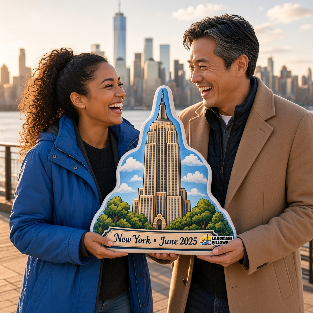 Empire State Building Pillow with travelers
