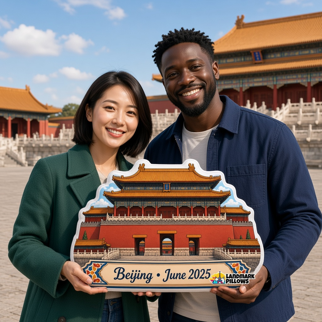 Forbidden City Pillow with travelers