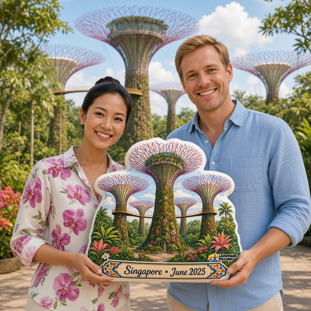 Gardens by the Bay Pillow â€” travel couple
