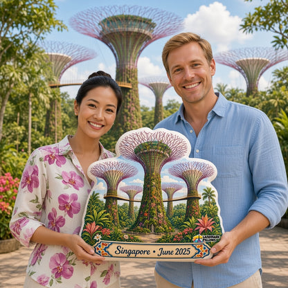Gardens by the Bay Pillow â€” travel couple