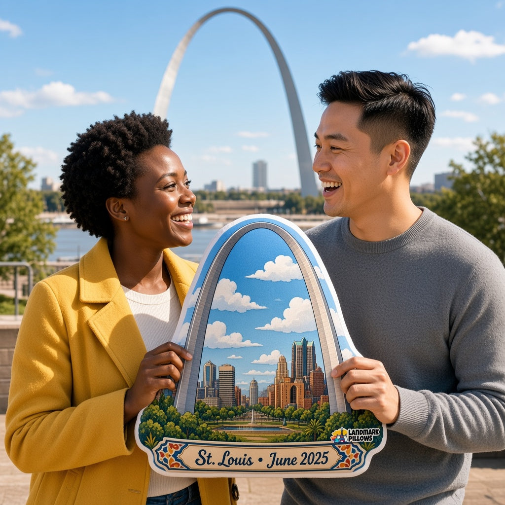 Gateway Arch Pillow — travel couple