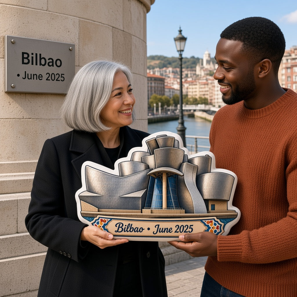 Guggenheim Museum Bilbao Pillow — travel couple
