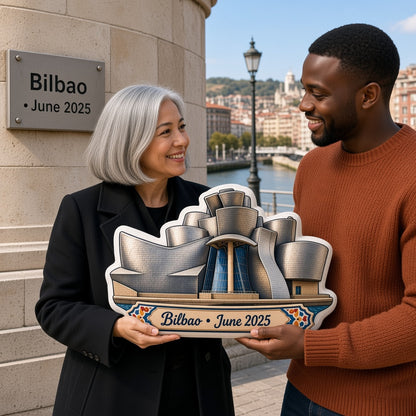 Guggenheim Museum Bilbao Pillow — travel couple