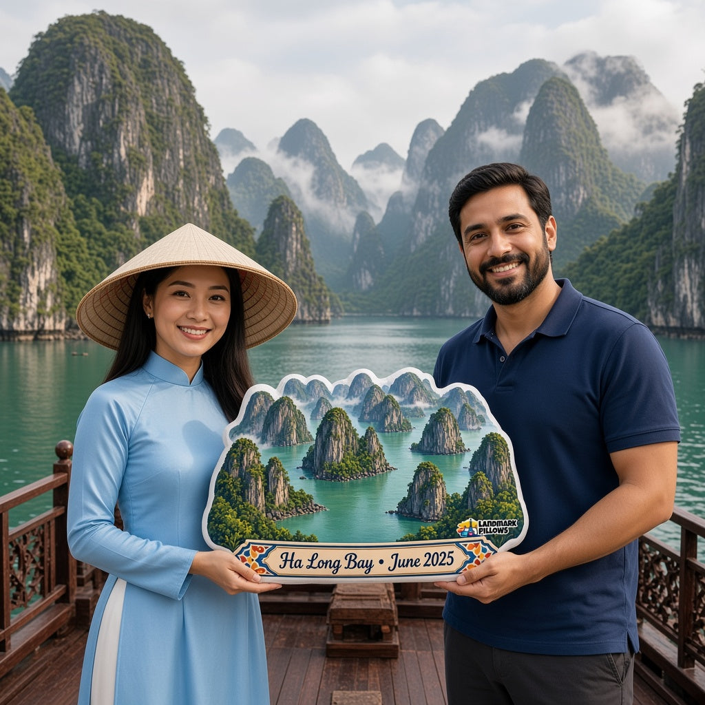 Ha Long Bay Pillow — travel couple