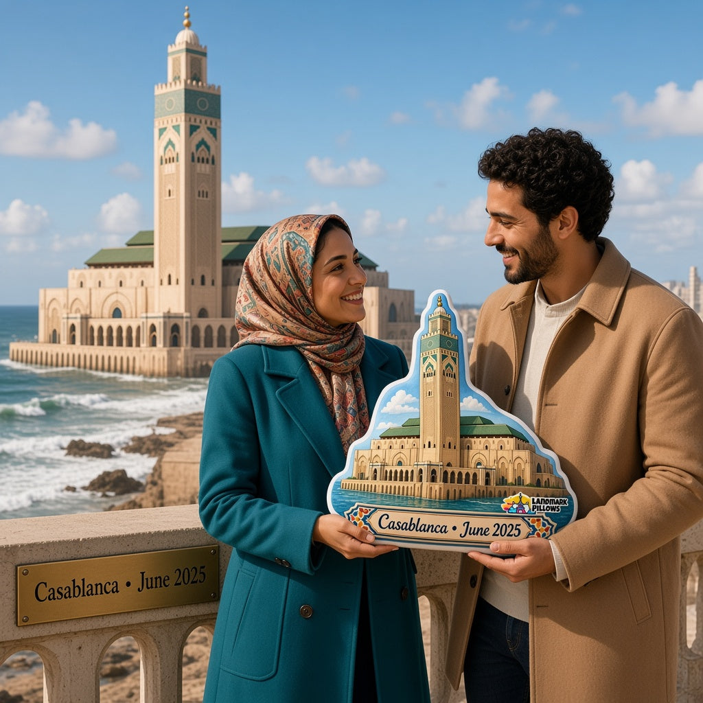 Hassan II Mosque Pillow — travel couple