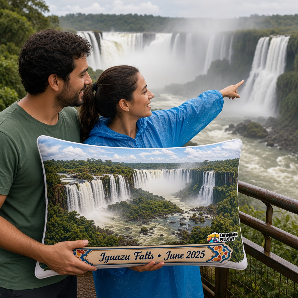 Iguazu Falls Pillow — travel couple