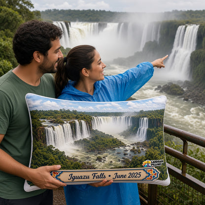 Iguazu Falls Pillow — travel couple