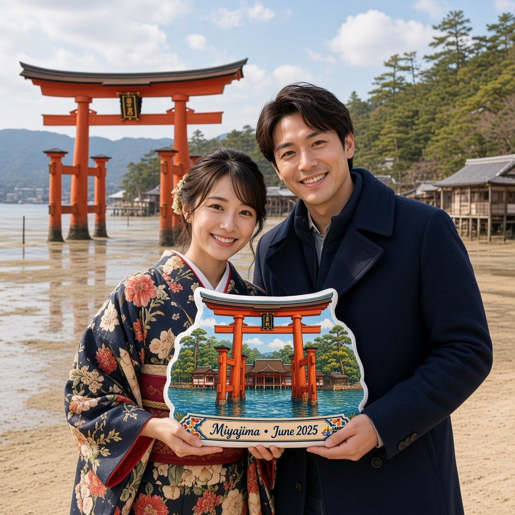 Itsukushima Shrine Pillow — travel couple