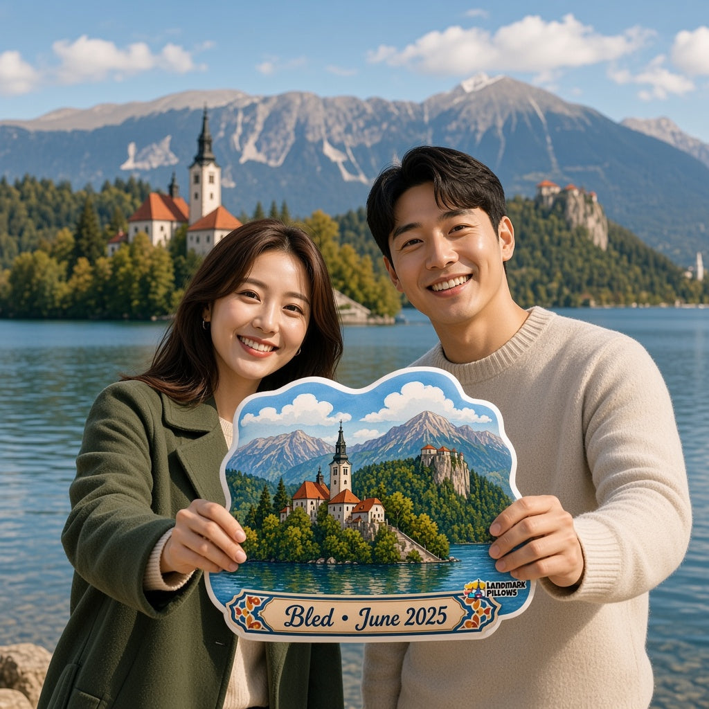 Lake Bled Pillow â€” travel couple