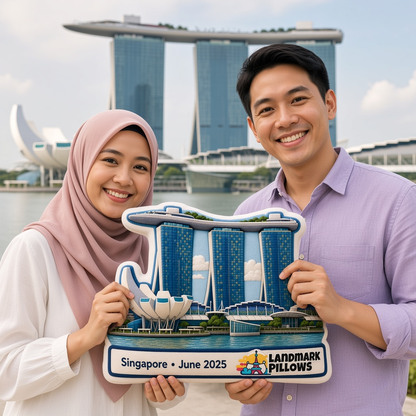 Marina Bay Sands Pillow with travelers
