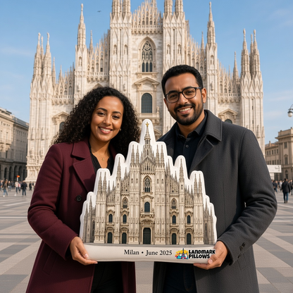 Milan Cathedral Pillow with travelers