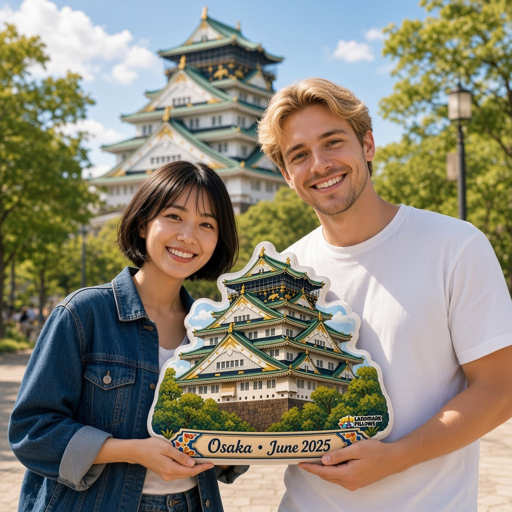 Osaka Castle Pillow â€” travel couple