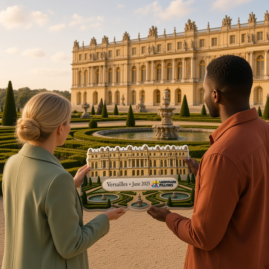 Palace of Versailles Pillow with travelers