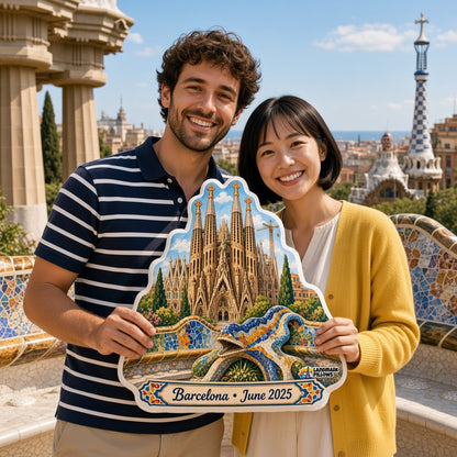 Park Güell Pillow â€” travel couple