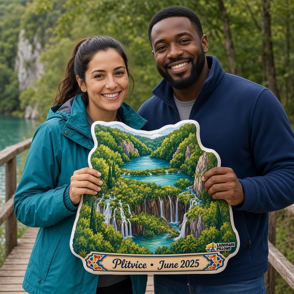 Plitvice Lakes Pillow â€” travel couple