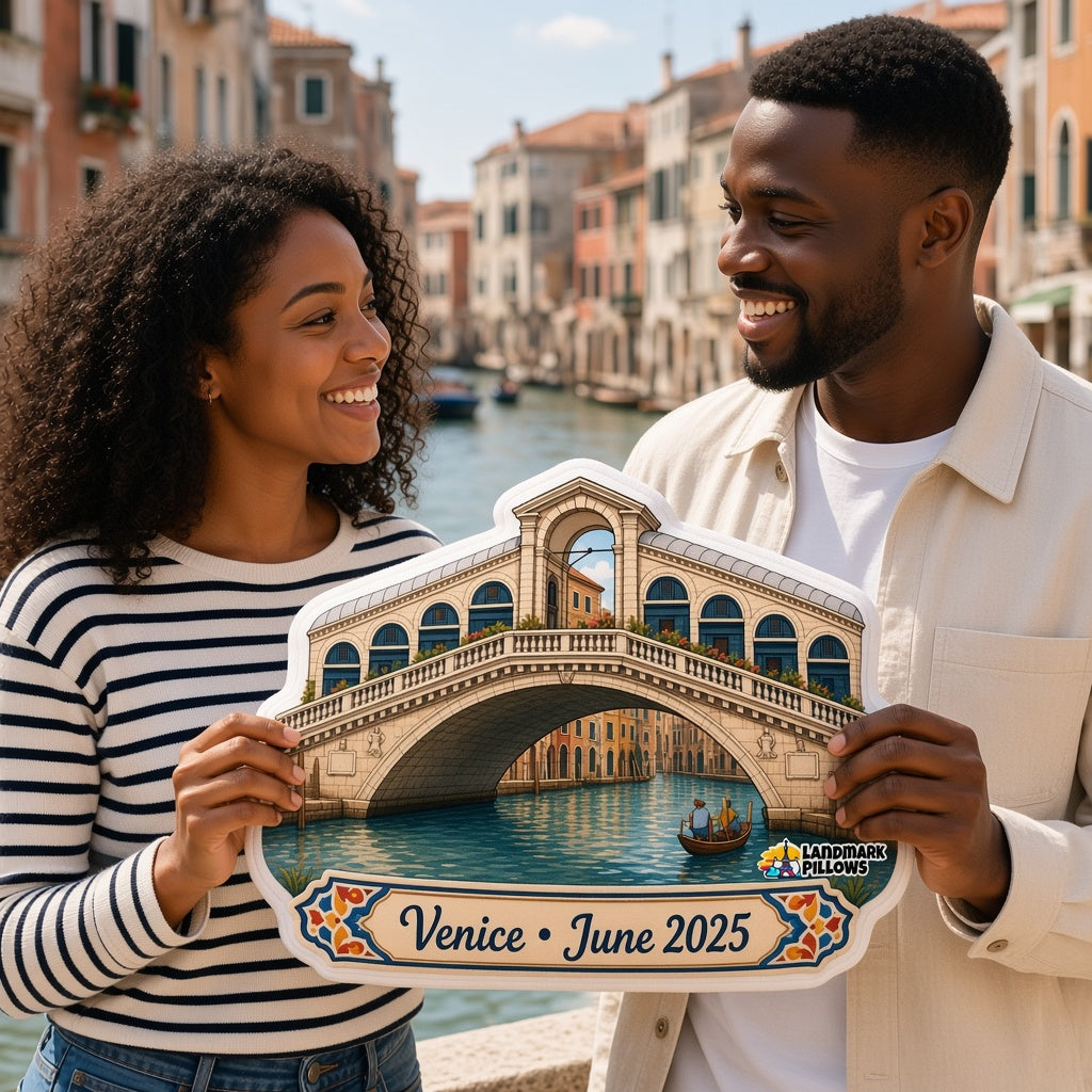 Rialto Bridge Pillow — travel couple