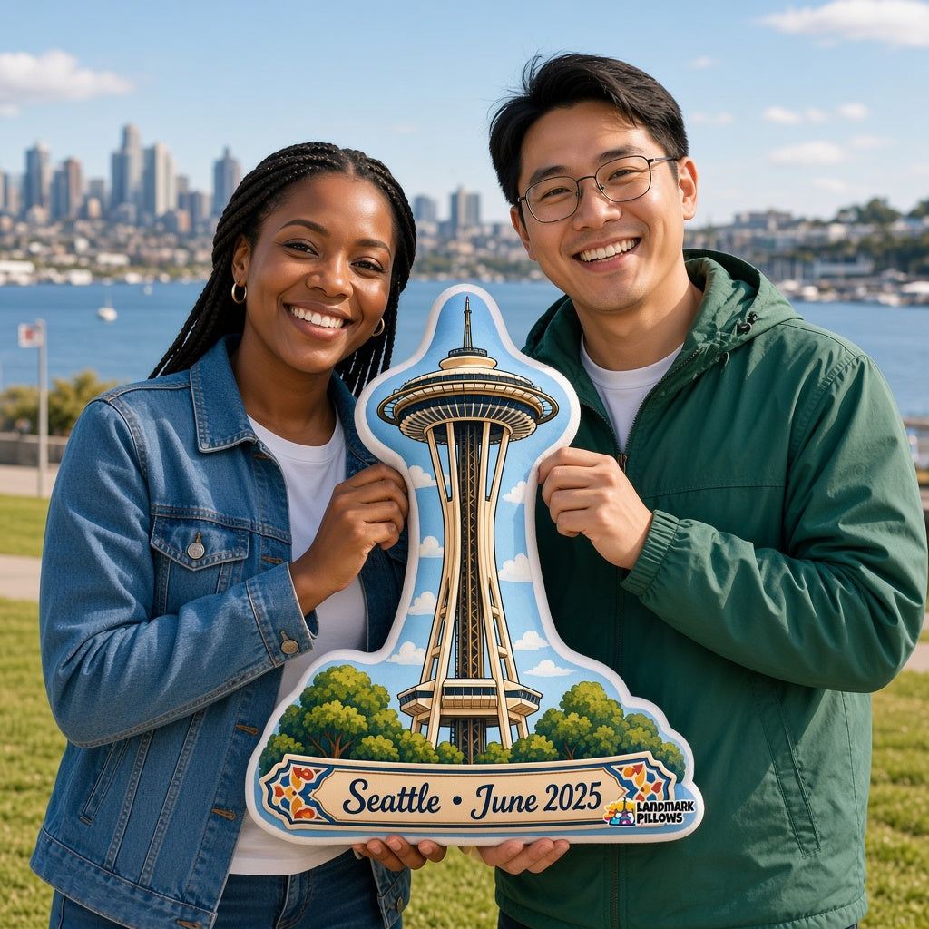 Space Needle Pillow â€” travel couple