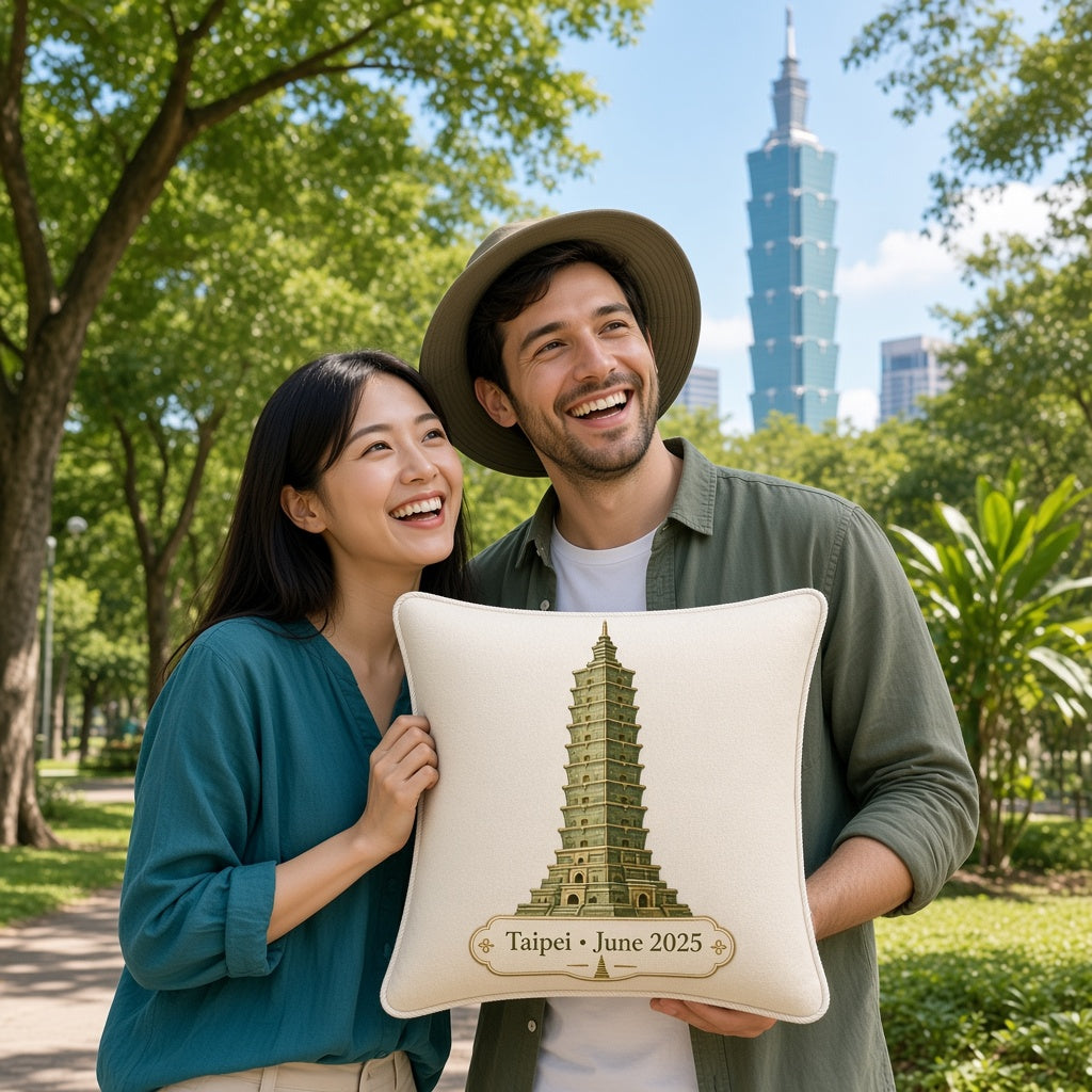 Taipei 101 Pillow — travel couple