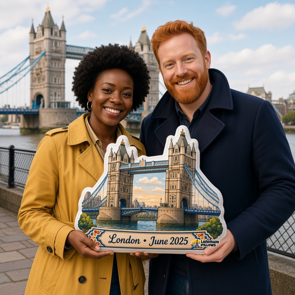 Tower Bridge Pillow with travelers