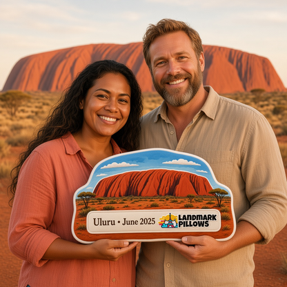 Uluru Pillow with travelers