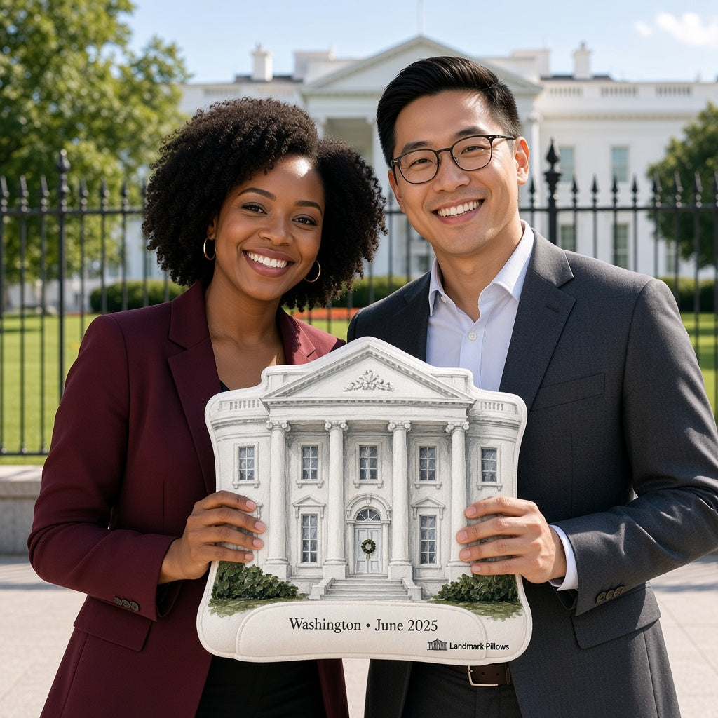 White House Pillow — travel couple