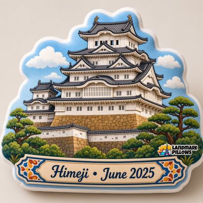 Himeji Castle Pillow — personalization plaque detail