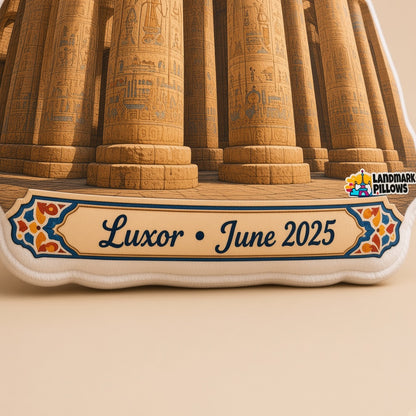 Karnak Pillow â€” personalization plaque detail