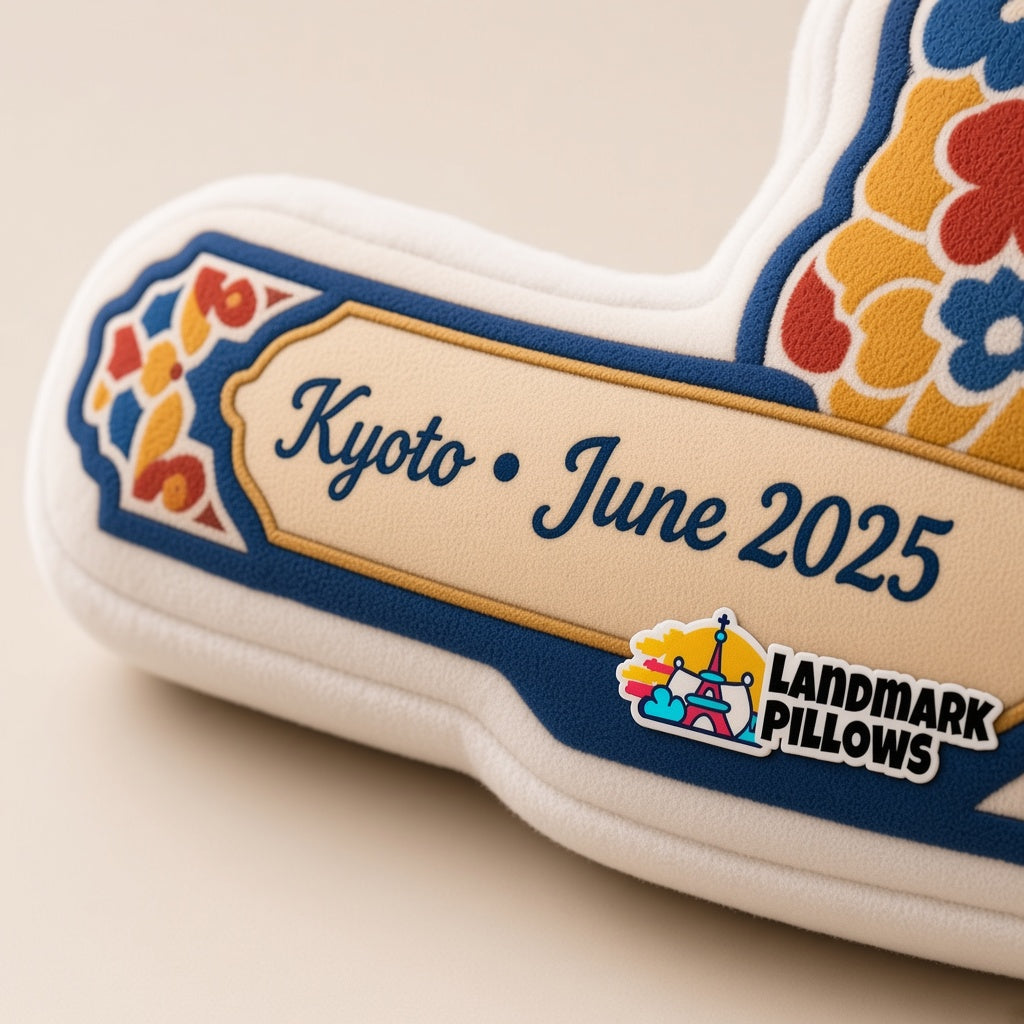 Kinkaku-ji Pillow — personalization plaque detail