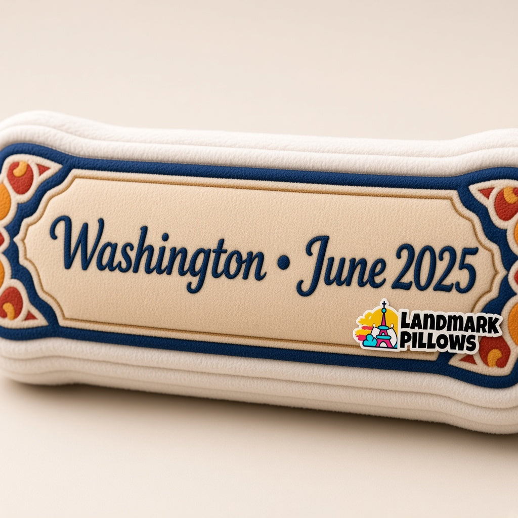 Lincoln Memorial Pillow — personalization plaque detail