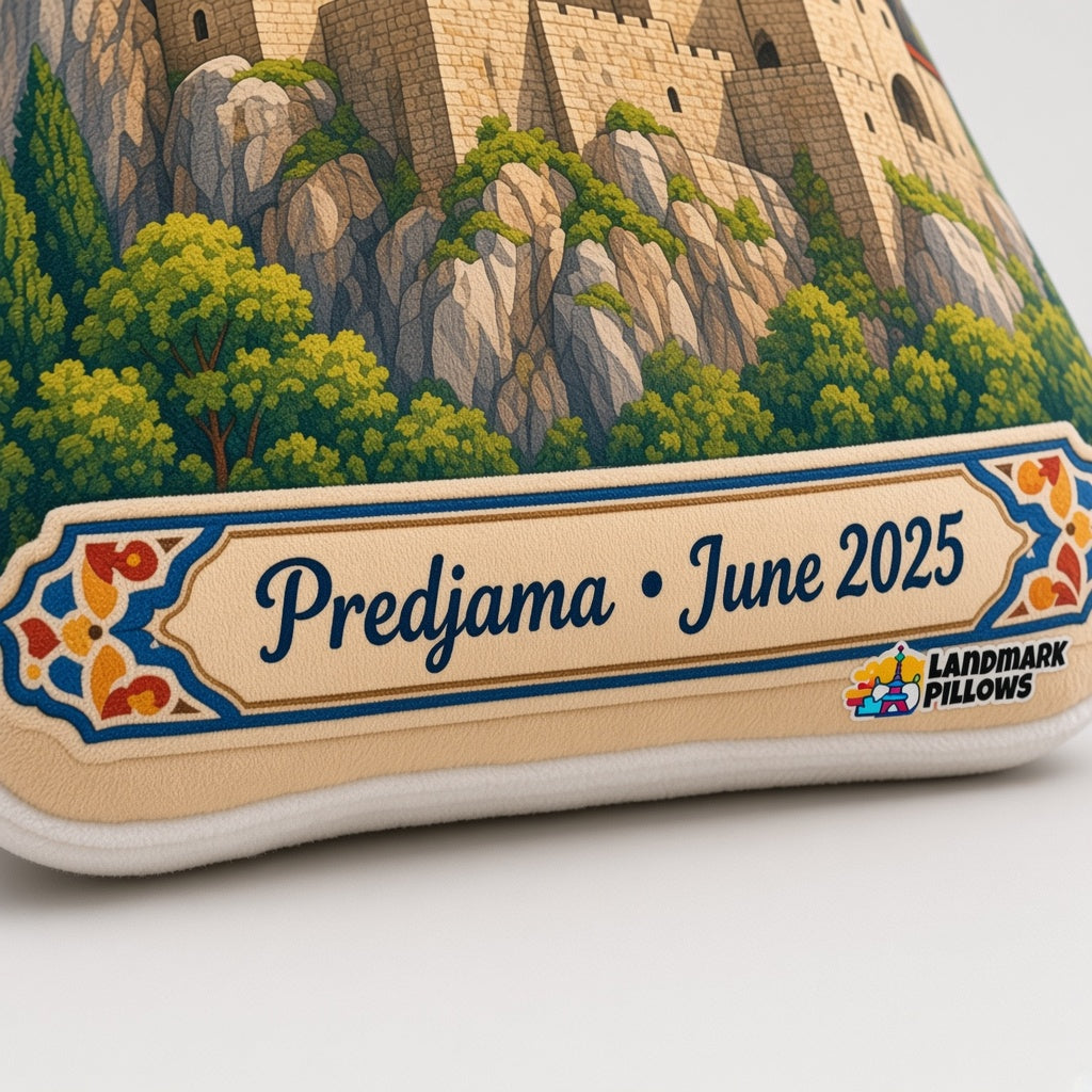 Church of Saint Sava Pillow — personalization plaque detail
