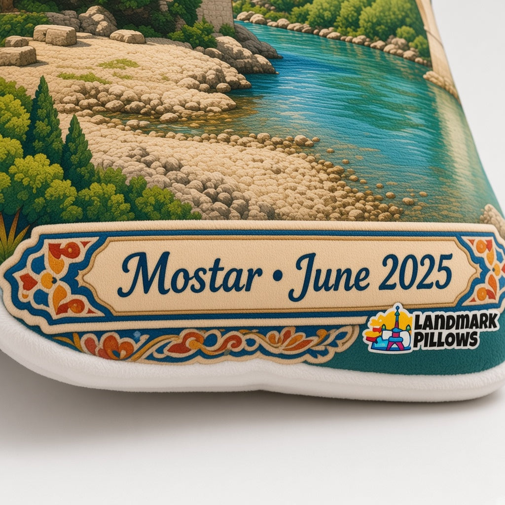 Church of Saint Sava Pillow — personalization plaque detail