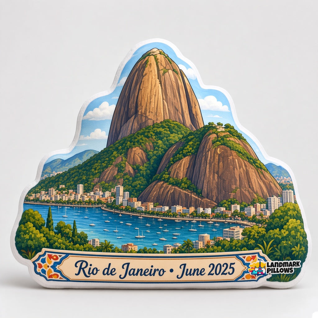 Sugarloaf Mountain Pillow — personalization plaque detail