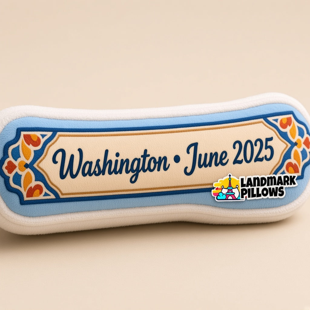 United States Capitol Pillow — personalization plaque detail