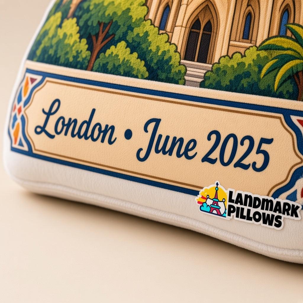 Westminster Abbey Pillow — personalization plaque detail