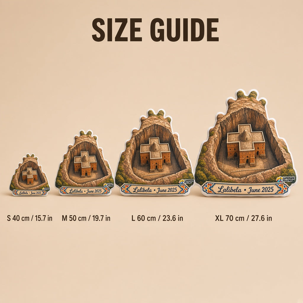 Lalibela Churches Pillow â€” size guide
