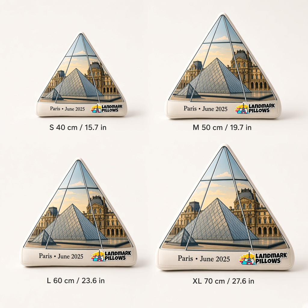 Louvre Pyramid Pillow size guide