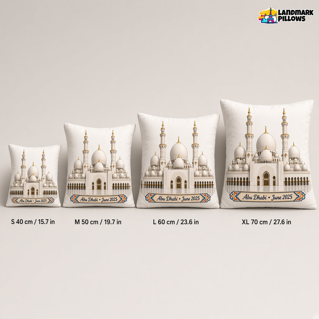 Sheikh Zayed Grand Mosque Pillow — size guide