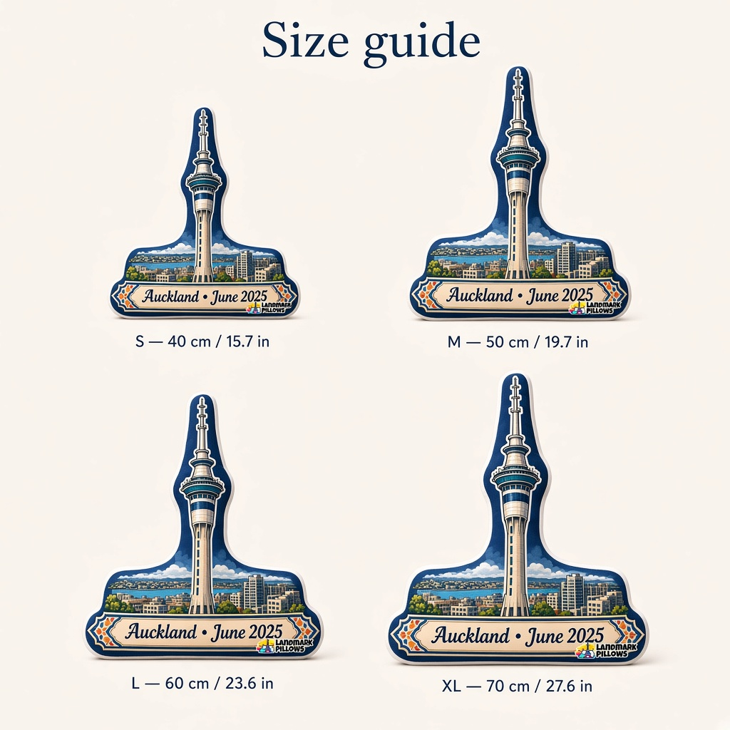 Sky Tower pillow size guide, S through XL