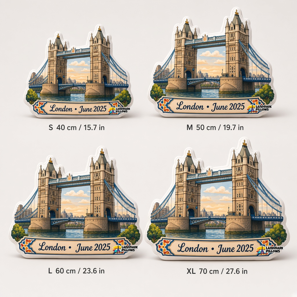 Tower Bridge Pillow size guide