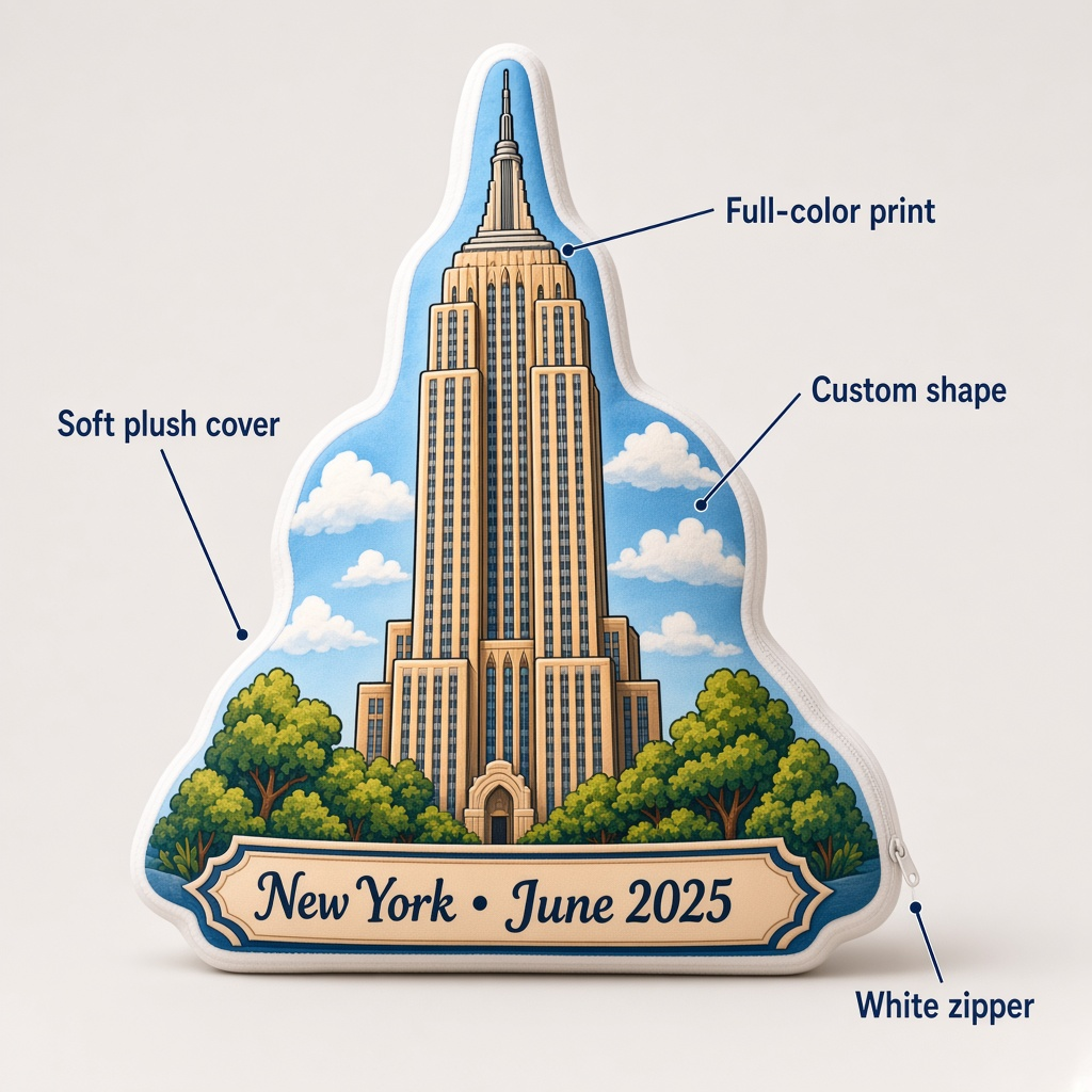 Empire State Building Pillow features