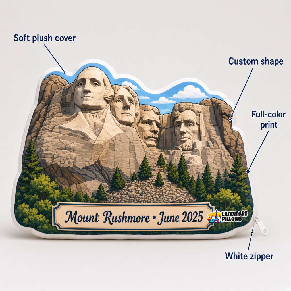 Mount Rushmore Pillow features