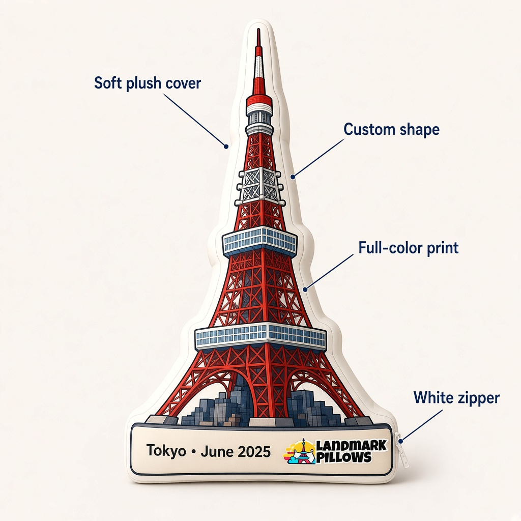 Tokyo Tower Pillow features