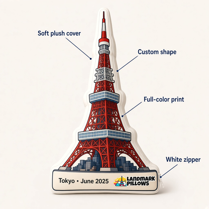Tokyo Tower Pillow features