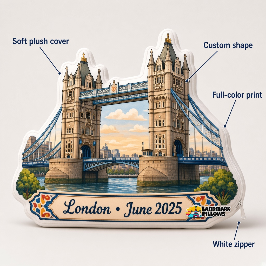 Tower Bridge Pillow features