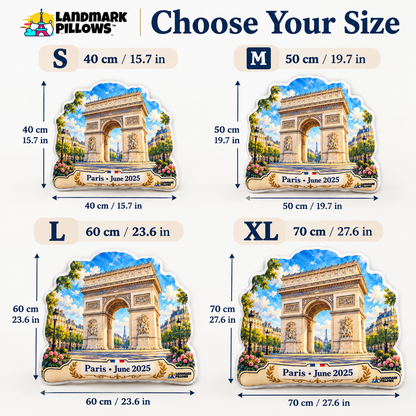 Arc de Triomphe Pillow size guide S M L XL