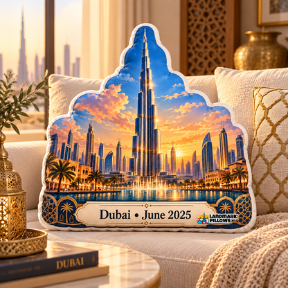 Burj Khalifa Pillow in a cozy home interior