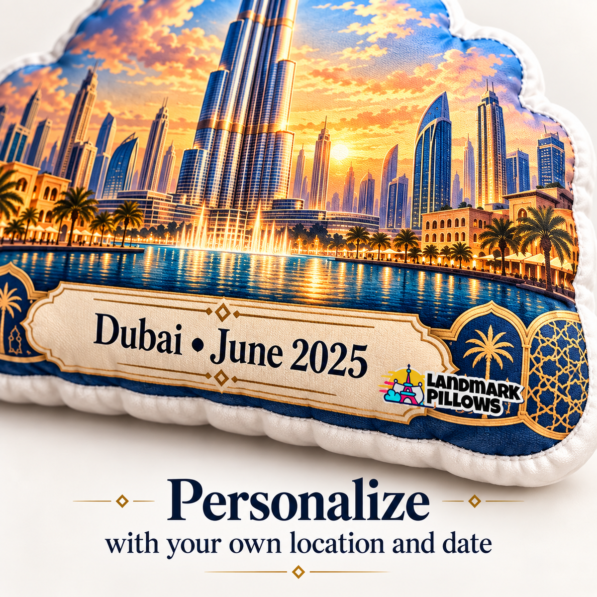Burj Khalifa Pillow personalization detail